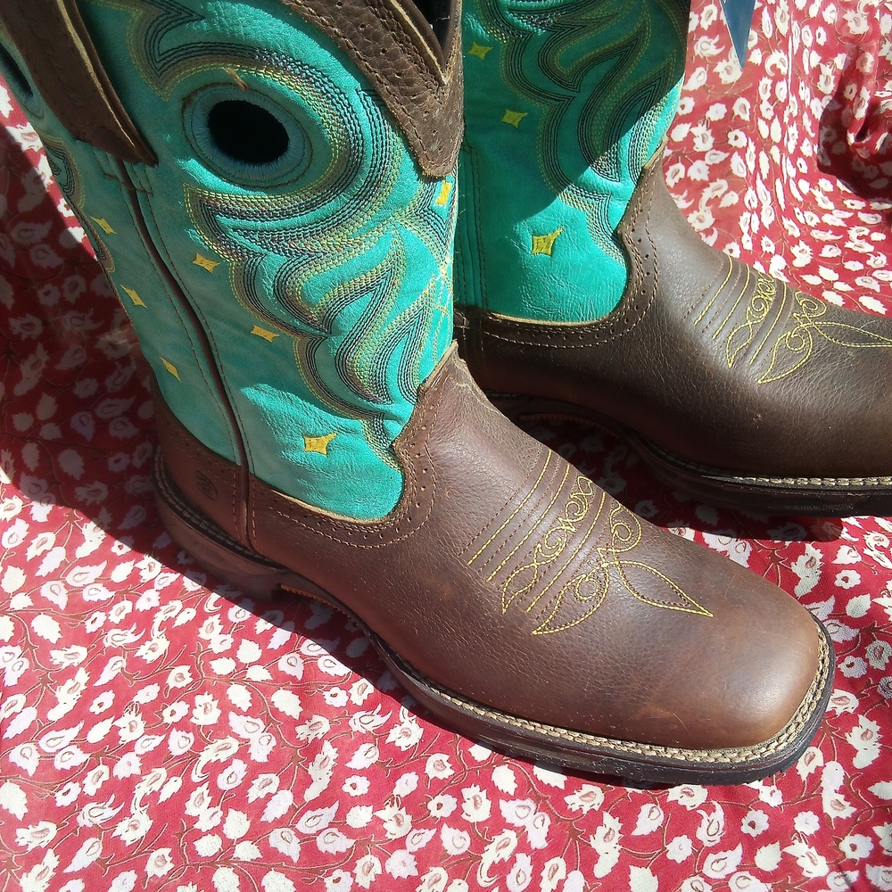 Durango Turquoise and Brown Heeled Boots